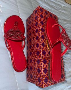Tory Burch Miller Crystal Embellished Sandals in Red
