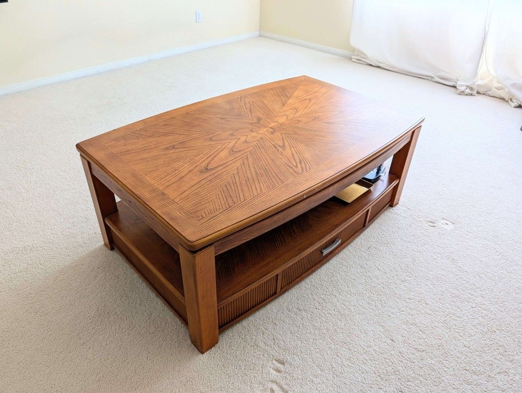 Wooden Coffee Table With Lift Top And Drawer