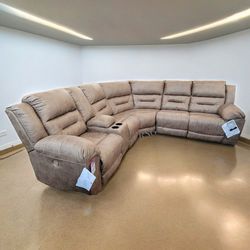 Power Reclining/Electric Reclining Sectional Couch With Center Console Set 📐 Curved Design Power Reclining Sectional Couch Set Color Options 