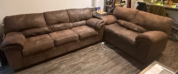Ashley Furniture Sofa Set - Brown Faux Leather