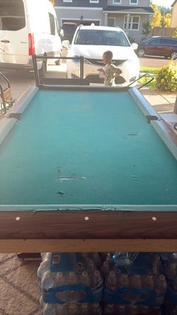 Pool Table with Worn Felt