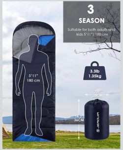 jeaouia adult sleeping bag camping lightweight waterproof cold weather blue