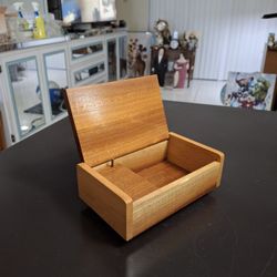 Vintage Lacquer Finished Solid Wood Jewelry Box Made In Matan Israel 