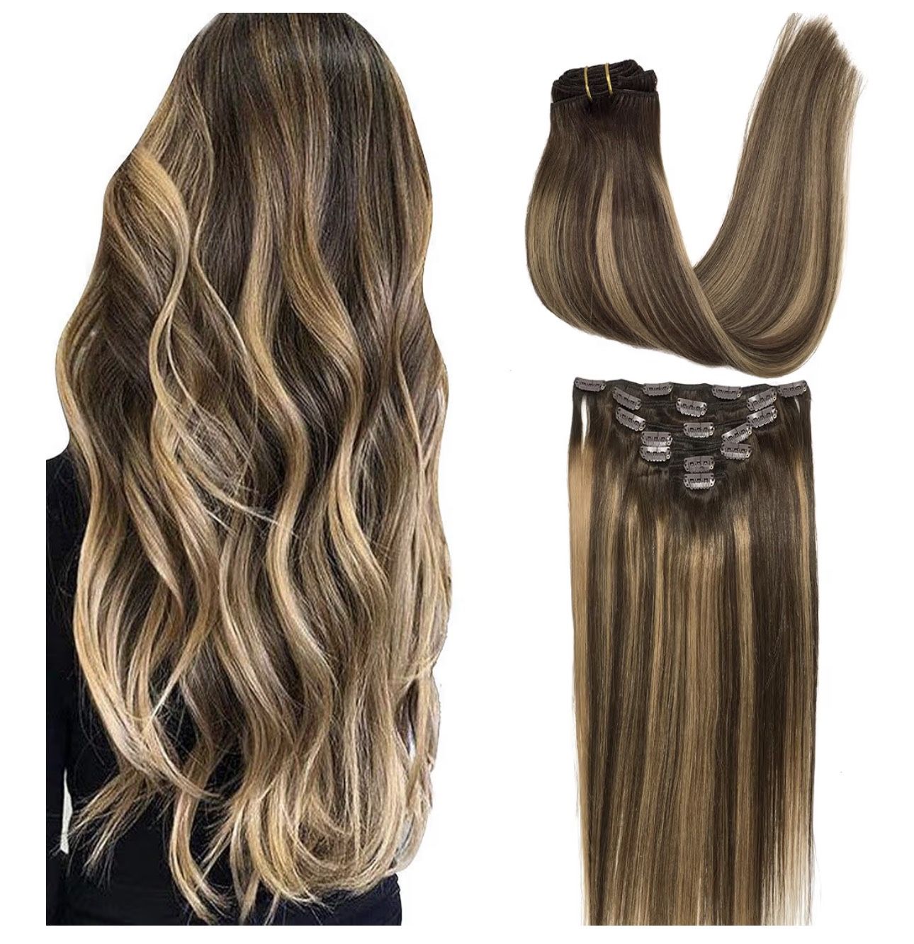 Human Hair 18 Inch Clip In Extensions 