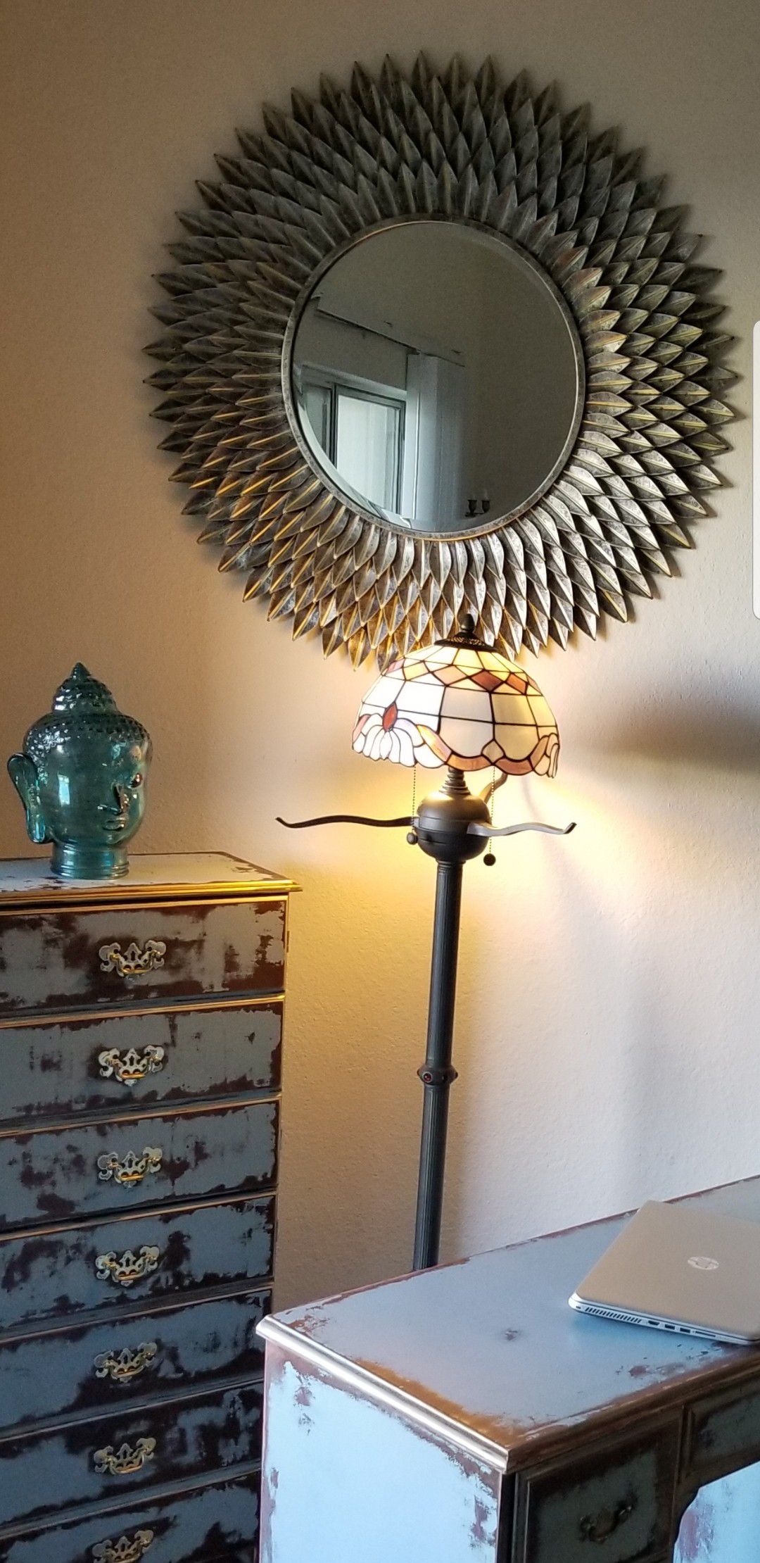 Beautiful 5 Feet Tall Floor Stained Glass Lamp