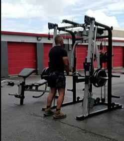 45+35+25 Set+ weight lifting Gym Smith Machine+Bench.Homestead+delivery fee & 15 Exercises over