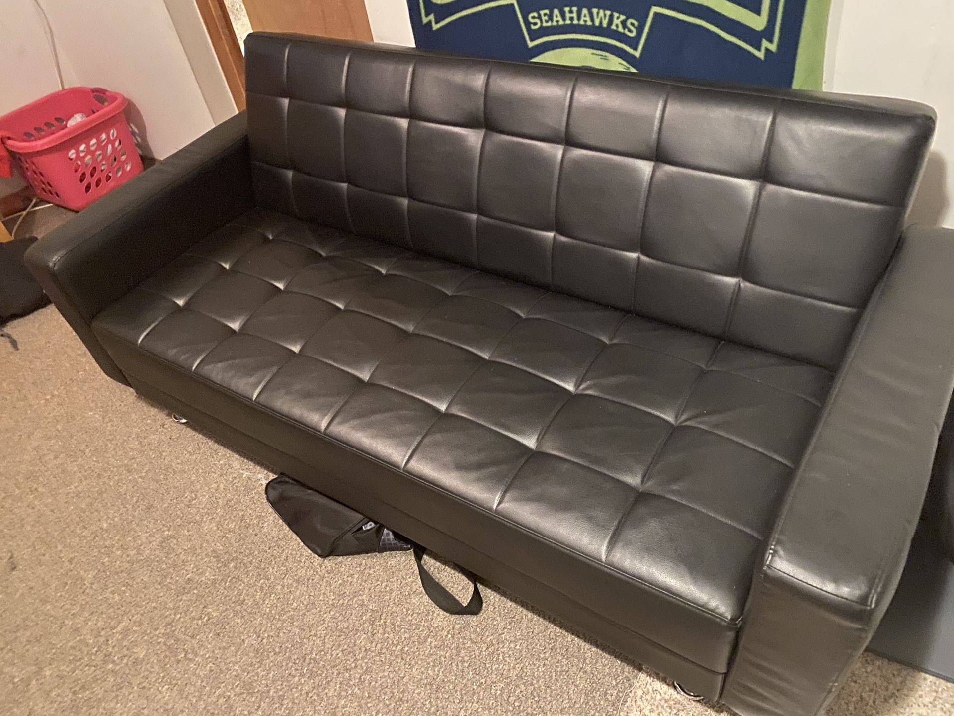 Leather couch futon