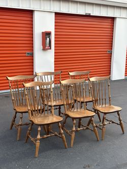 Set of 6 Nichols & Stone Solid Maple Windsor Dining Chairs – Farmhouse / Colonial