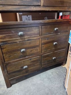 Rustic 6-Drawer Wood Dresser