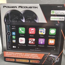 NEW CAR STEREO POWER ACOUSTIK WITH 2 6.5 SPEAKERS 1-DIN OR 2-DIN  