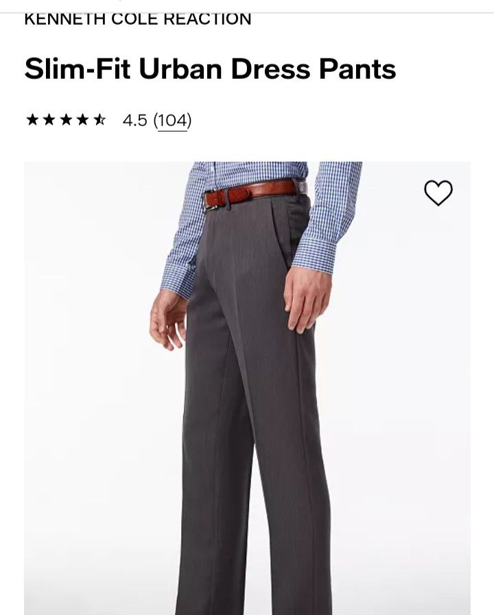 Kenneth Cole Reaction Men's Slim Fit Dress Pants (36Wx 30L