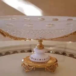 Hand cut Crystal Footed Dish