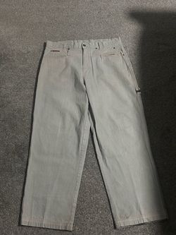 Light Gray Denim Jeans with Red Stitching
