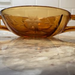 Vintage Amber Depression Glass Divided Bowl