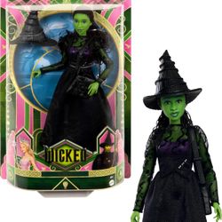 Mattel Universal Wicked Elphaba Fashion Doll & Accessories with Green Skin, Braided Black Hair, Posability & Removable Ballroom Look