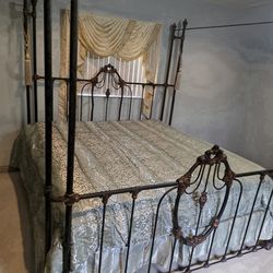 King size Vintage  canopy brass bed