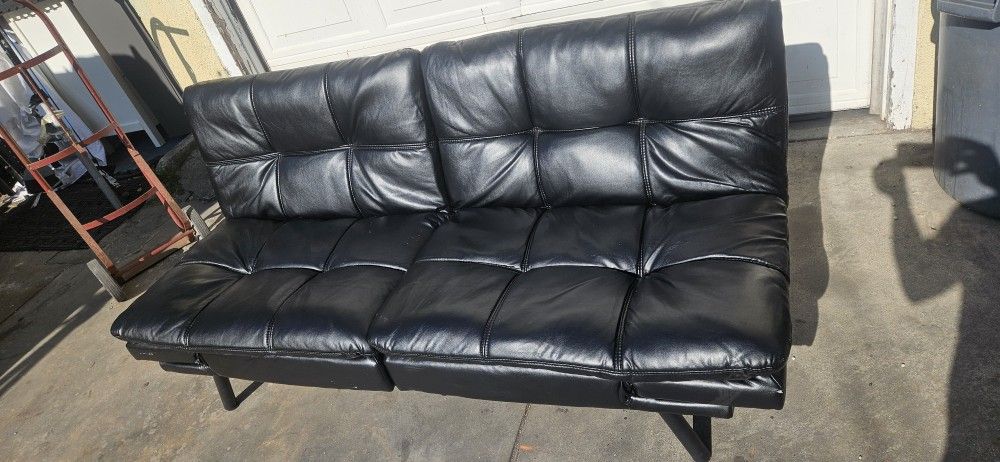 Mainstays Memory Foam Futon, Black Faux Leather / Sofa Cama