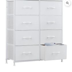 8 Drawer Fabric Dresser In White