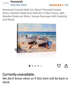 Poemwish Coastal Beach Themed Wall Art Canvas