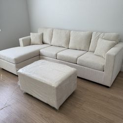 🔥 New Cream Sectionals In Stock They Come With Free Ottoman