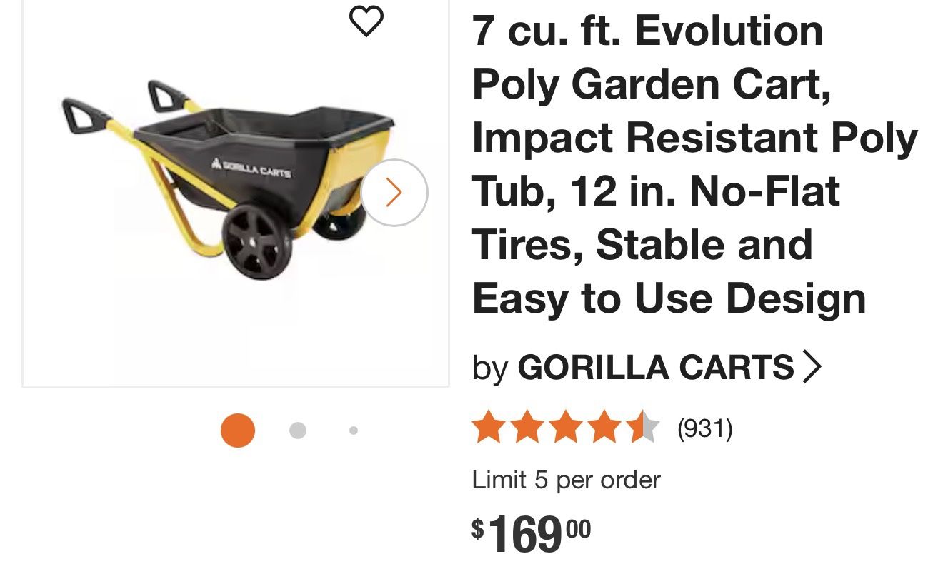 Gorilla Cart Evolution Yard Cart 7 Cu Ft