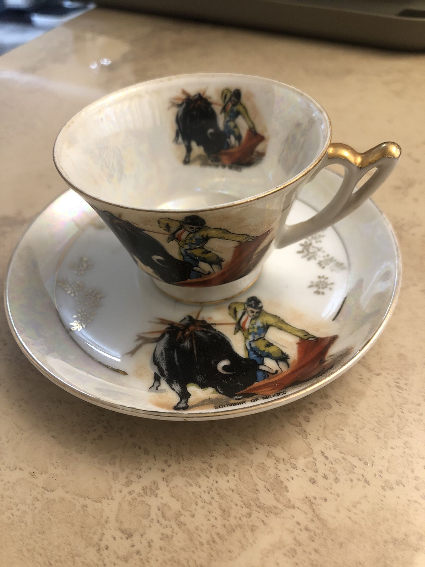 Vintage Bull Fighter Cup And Saucer