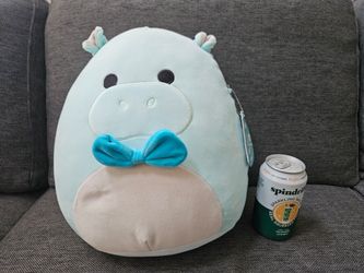 Squishmallows Hank The Teal Hippo with Bow