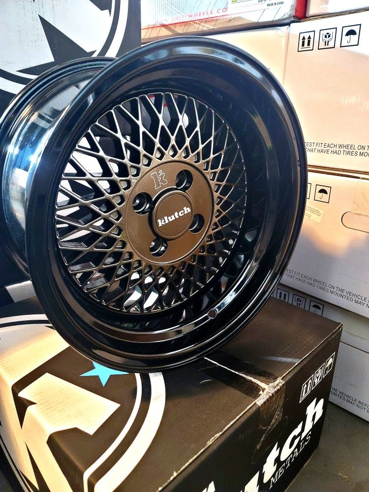 15x8.25 BRAND NEW KLUTCH WHEELS/RIMS. 4X100