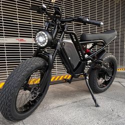 1500 Watt Electric Ebike, Heavy Duty/Full Suspension, Hydraulic Brakes  (Black Or Flaked Yellow)