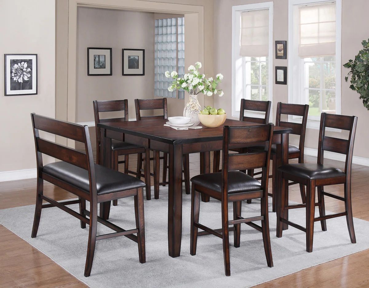 Cherry/Brown Extendable Counter Height Dining Set