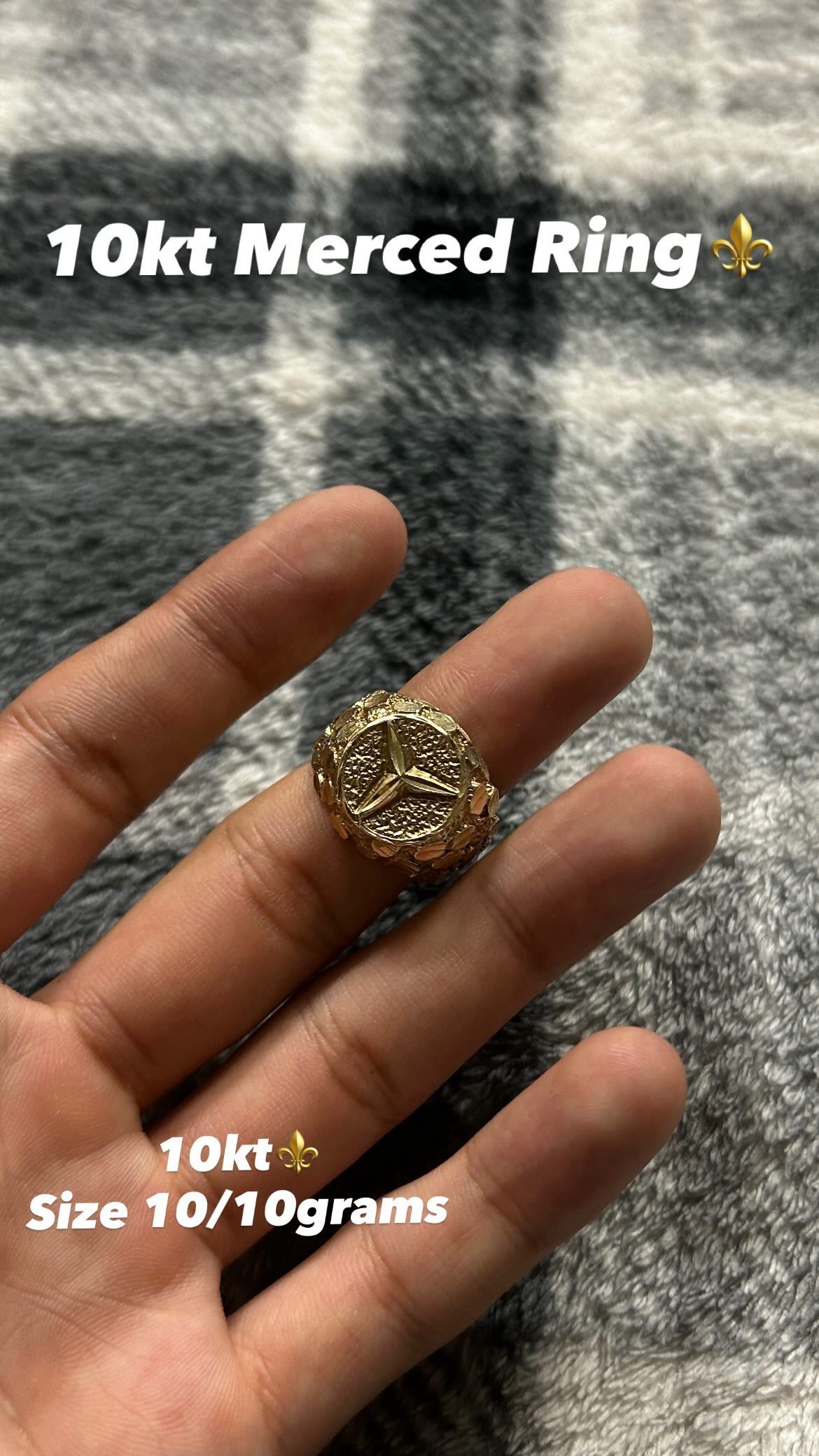 10k Nugget Mercedes Ring