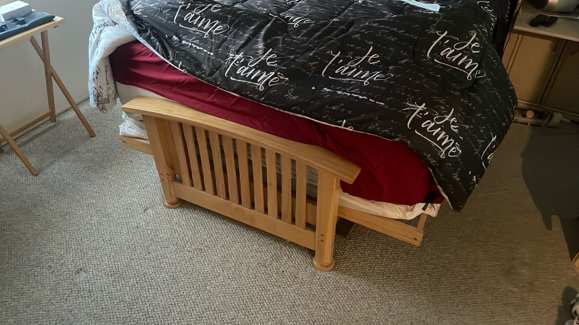 Free Solid Wood Futon With Full Size Mattress
