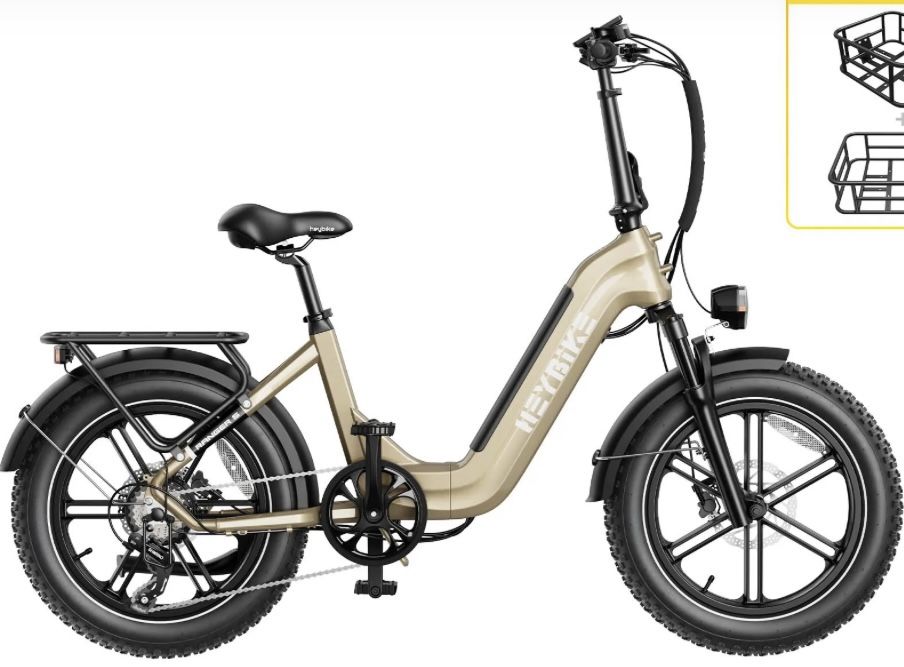 Heybike Ranger S Electric Bike for Adults, Foldable 1400W Peak Motor Ebike, 20" x 4.0" Fat Tire Step-Thru Electric Bicycle, 48V 14.4AH Removable Batte