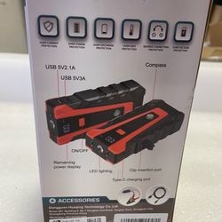 Jump Starter 3000 Amp - 12v Power Bank - Flashlight- Compass- Car Jumper