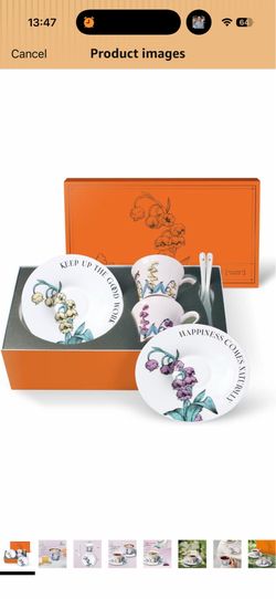 Tea Cup Set With 2 Tea Cups 2 Saucers And 2 Spoon 7 OZ Espresso Coffee Mug Vintage Creativetea Teacup And Saucer Set For Coffee,Tea,Latte, Cappuccino