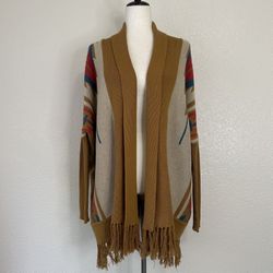 Urban Outfitters Ecote Tribal Knit Hem Poncho Cardigan, Sz Small
