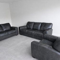 Made in Italy - 100% TOP GRAIN Italian Leather Couch, Loveseat, and Chair Set -