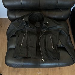 Muubaa Harrington Black Textured Leather Biker Jacket - BRAND NEW (Large)