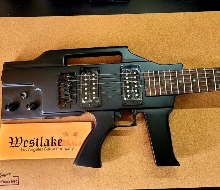NEW! Electric Guitar - Rifle Shape - Gun Style - Glen Burton - Professionally Set Up - Excellent! (Right Handed)