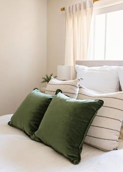 Green Velvet Pillows (Set of 2)