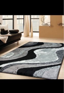 Luxury Shag Viscose Shiny Design Plush Area Rug — S.V.D. Design, Black