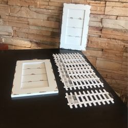 Craft Items 10 White  Picket Fence & 2 Wall Decor 
