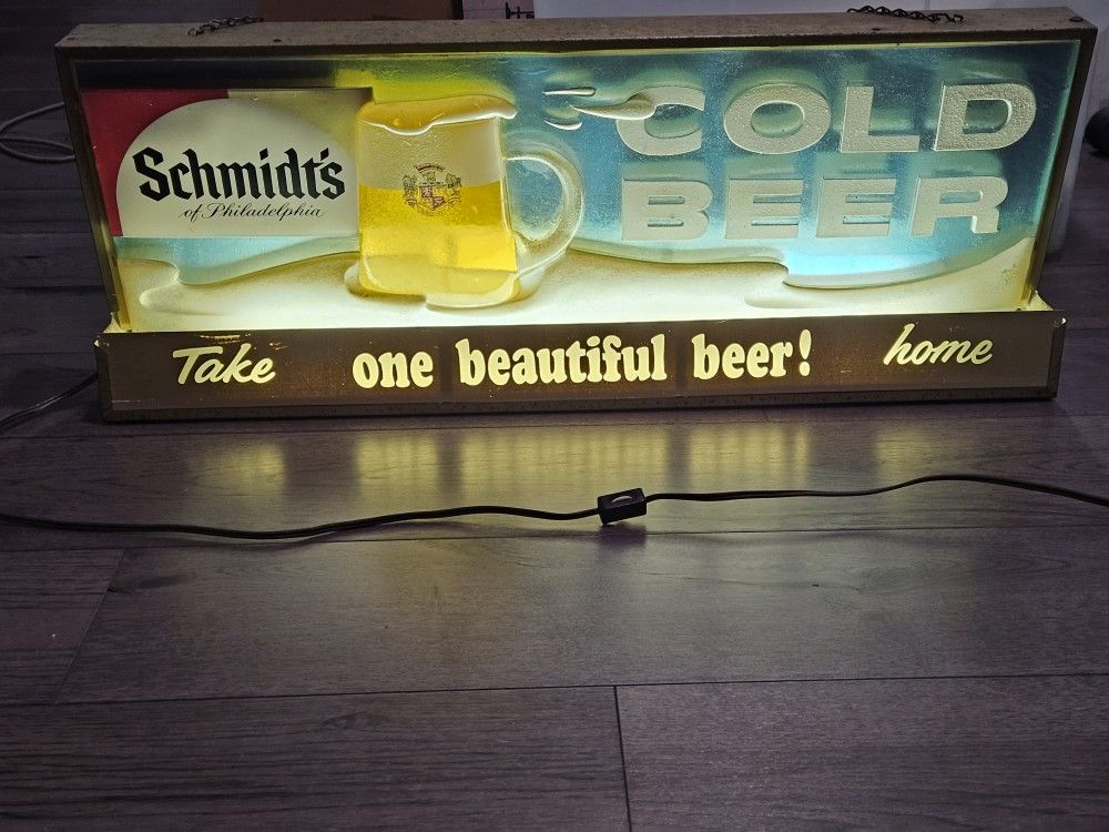 Vintage Schmidt's Cold Beer Lite Up Sign