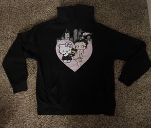 Black Hello Kitty Betty Boop Graphic Hoodie