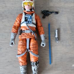 Star Wars black series 6in snow Speeder luke a bit weathered complete!