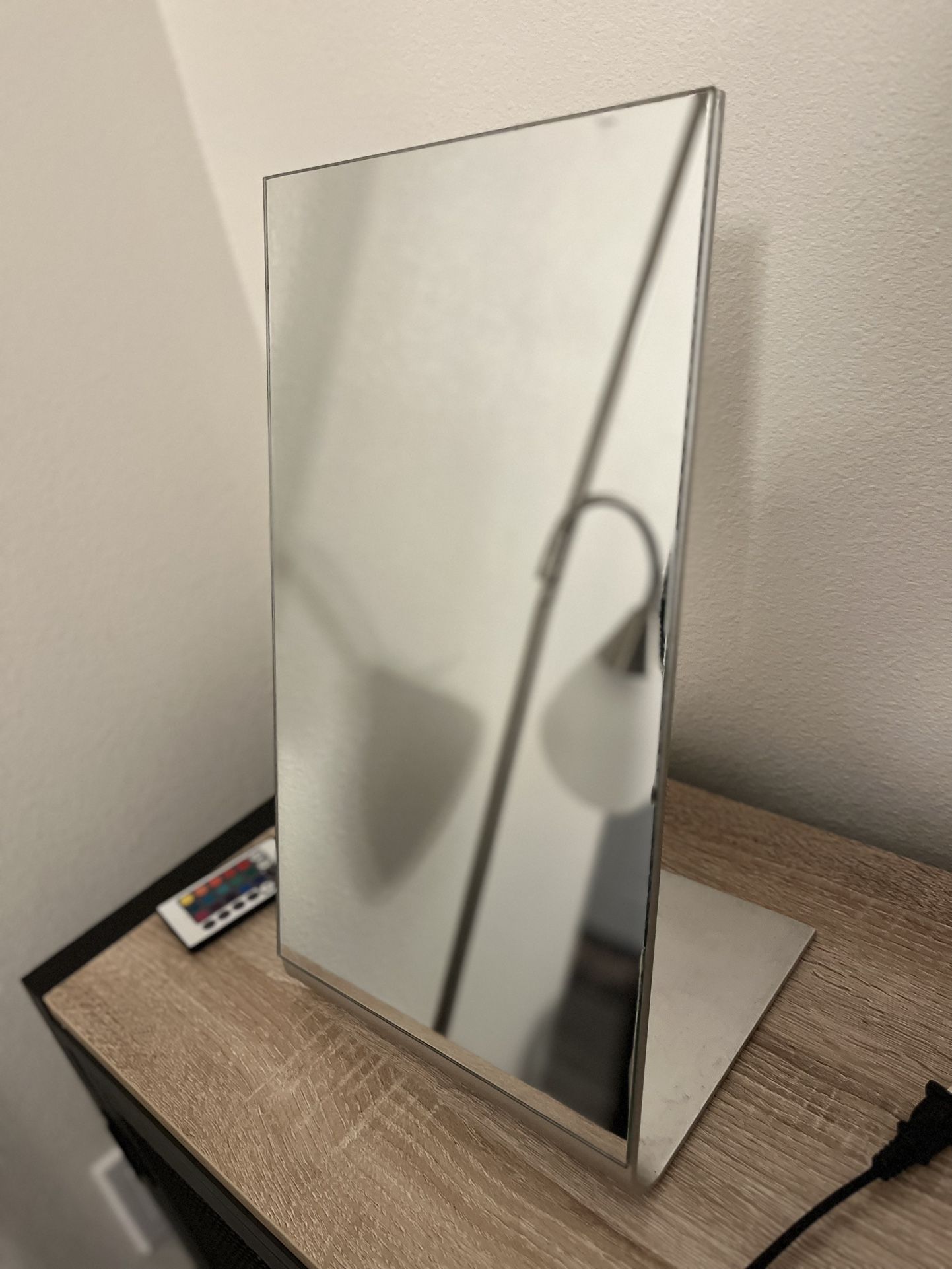 Ikea Tysnes Vanity Table Mirror Metal Stand 9 x 15" Large Solid EUC Modern 7578