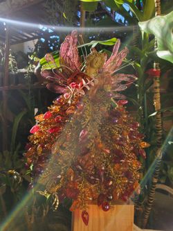 2 Red and Gold Stand Alone Angels