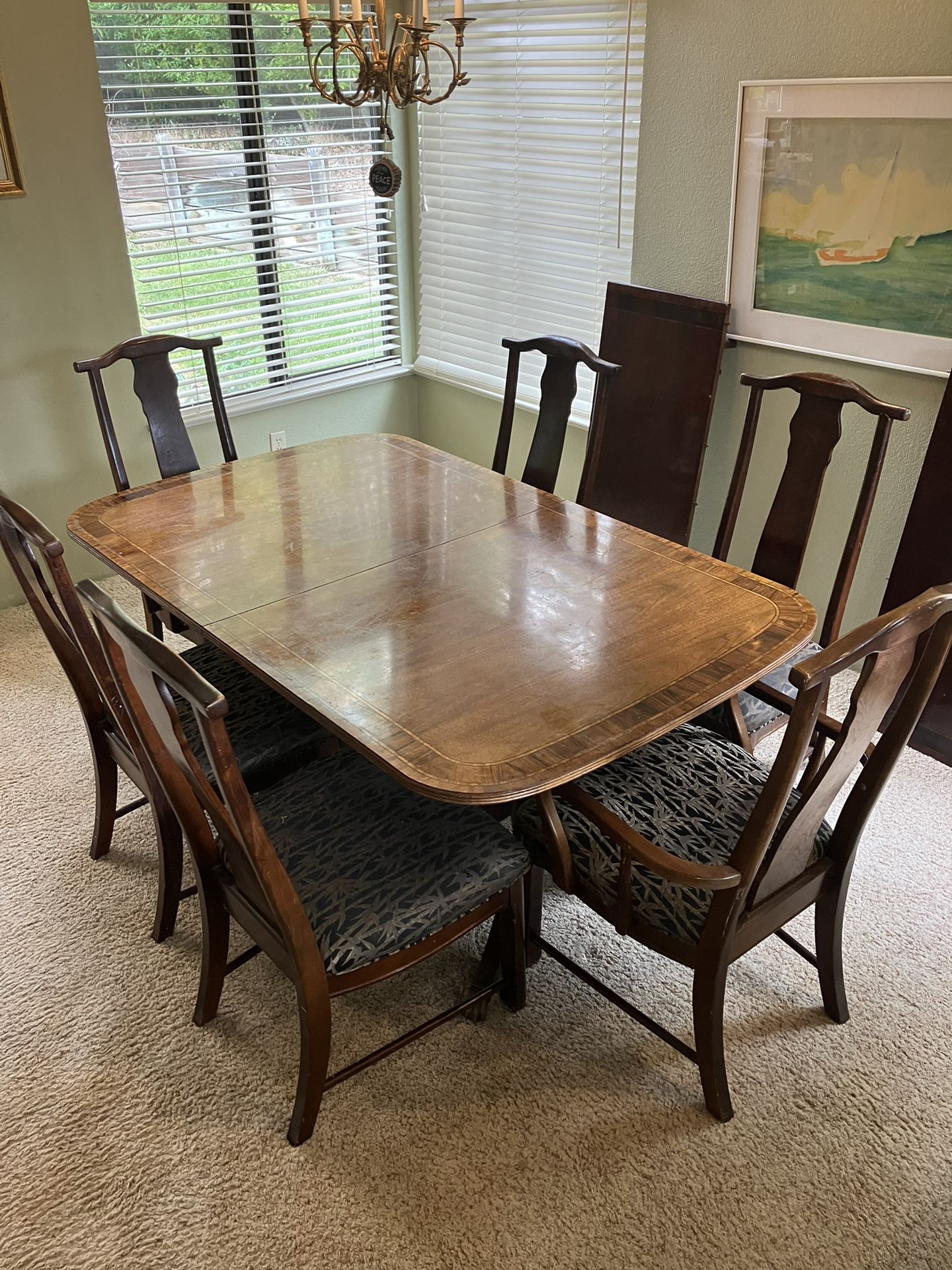 WOODEN DINING ROOM TABLE+CHAIRS(6) SET