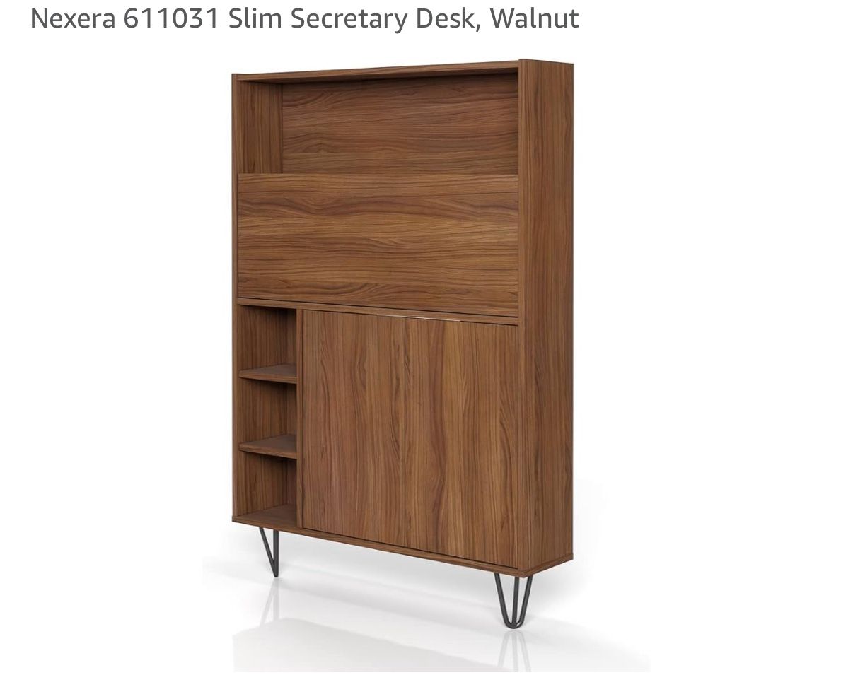 Nexera 611031 Slim Secretary Desk, Walnut