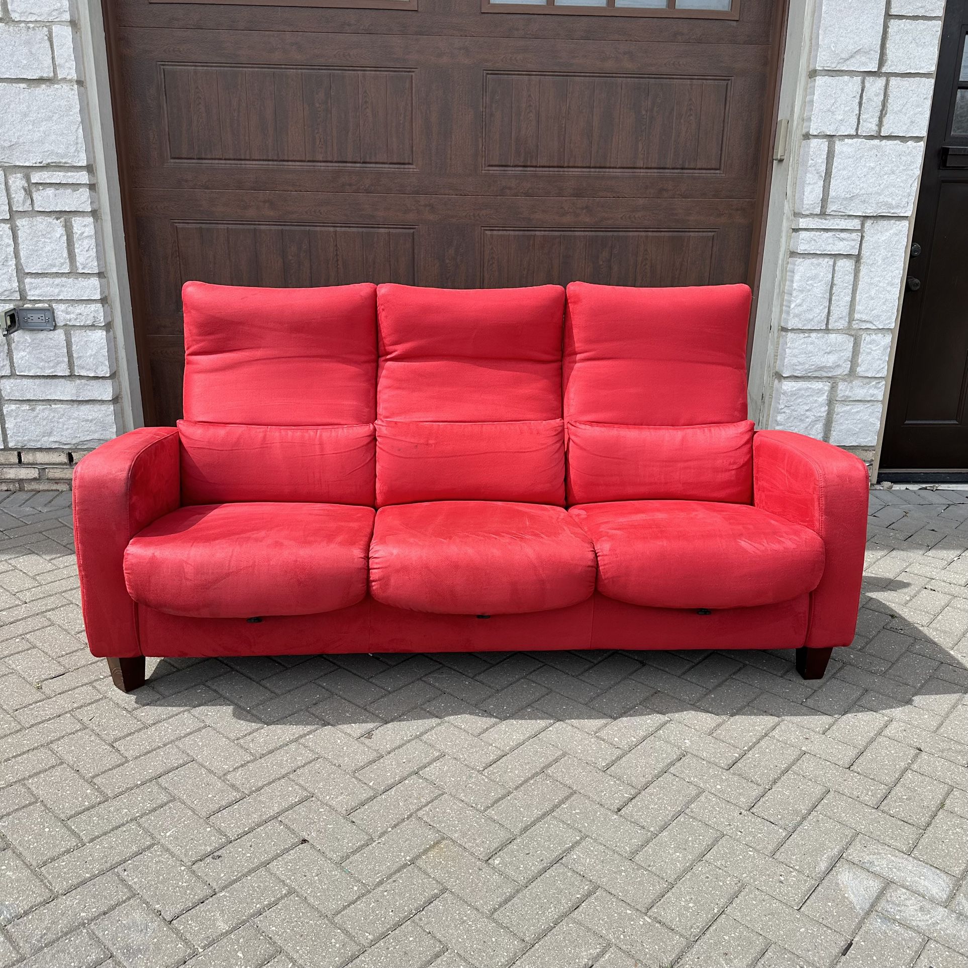 red recliner sofa 3 seater - delivery available 